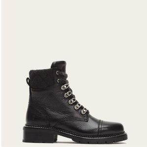 Pre-loved Frye Boots Samantha Hiker Black Leather Lace-Up